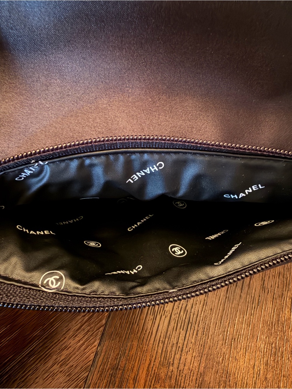 Chanel Parfums Black Satin Cosmetic Bag Makeup Pouch - Picture 4 of 5